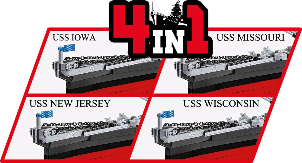 Duftende Chaiselong jeg er tørstig 🇺🇸 COBI USS Iowa 4 in 1 Set (Select Version) - War Bricks USA USA